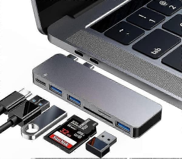 6-i-1 USB C Multiportadapter för MacBook Pro/Air - Multiport USB-hubb