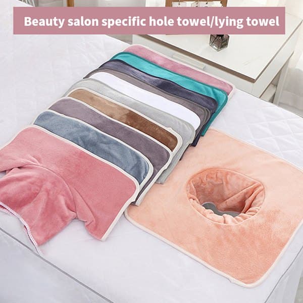 35*35cm Skönhet SPA Massagebordsplankning Ansiktshandduk med hål Light gray