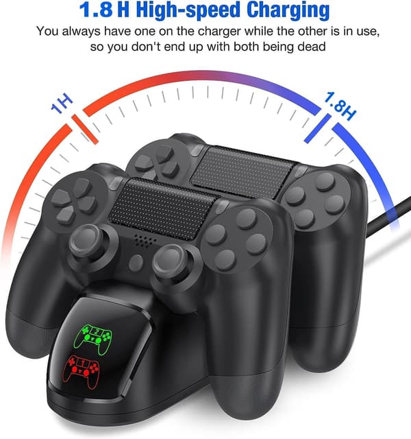 Dobbelt ladestation til to PS4/PS4 Slim/PS4 Pro controllere