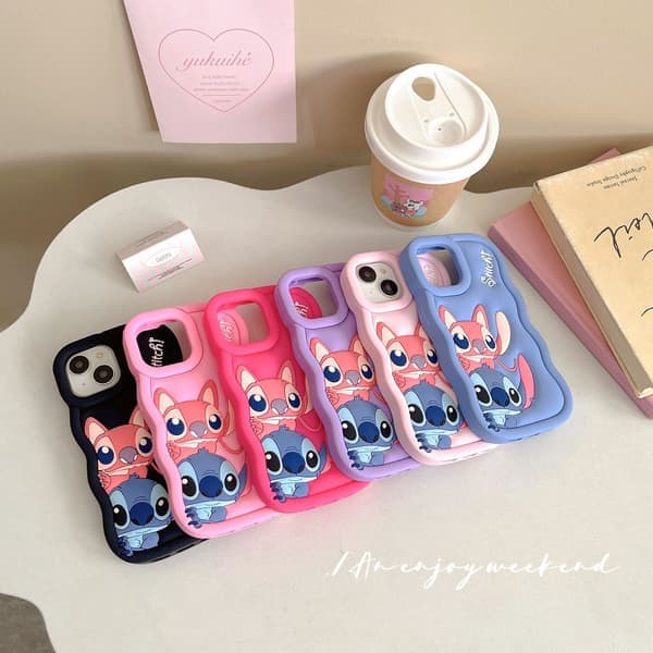 Stitch Silikone Cover - Til iPhone Blå iPhone 15 Plus iPhone 15 Plus Blå iPhone 15 Plus Blue