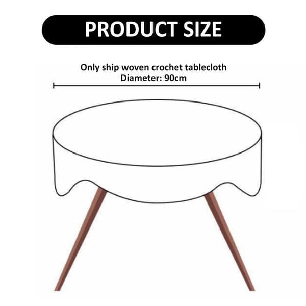 Håndlaget heklet bomullsduk, rund, beige, heklet, 85-90 cm