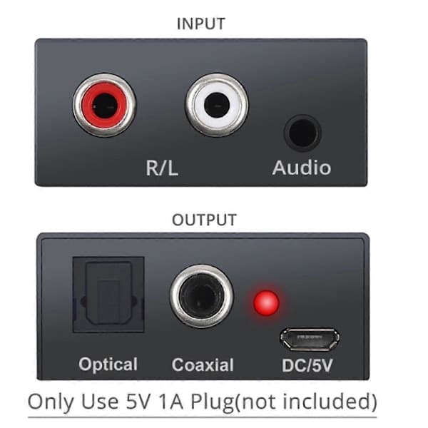 Analog til Digital Audio Konverter R/L RCA 3,5 mm AUX til Digital Koaksial Toslink Optisk Audio Adapter til PS3