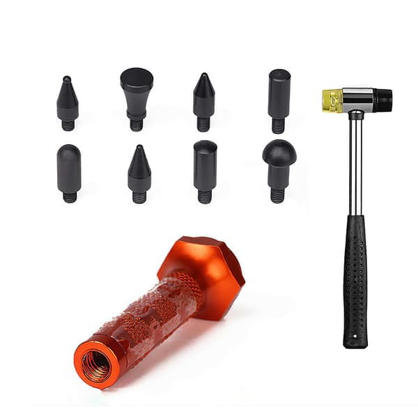 Dent Fix 10-dele sæt til buleudbedring uden lakering. Gummihammer, p