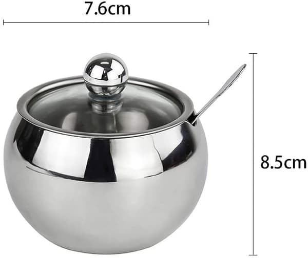 Sockerskål, kryddsked i rostfritt stål med lock, Φ7.6cm - Perfet