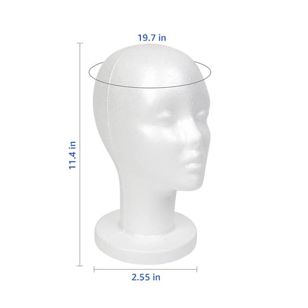 Hvit skum mannequin hode display, isopor parykkhode (2-pakning)