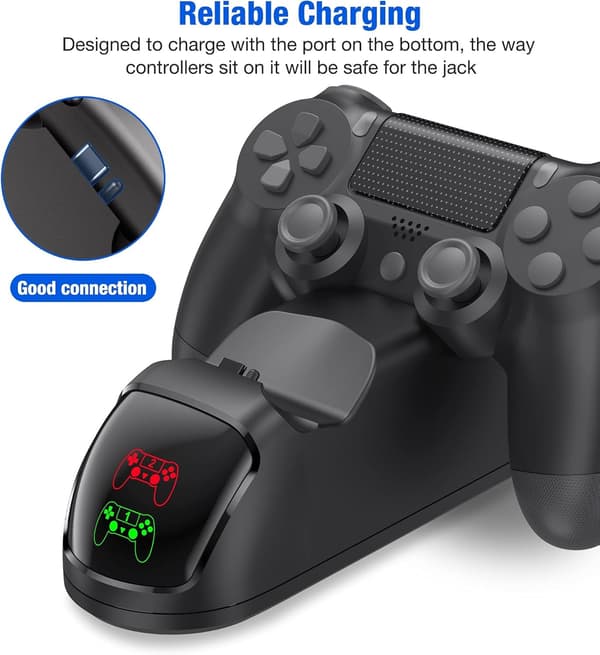Dobbelt ladestation til to PS4/PS4 Slim/PS4 Pro controllere