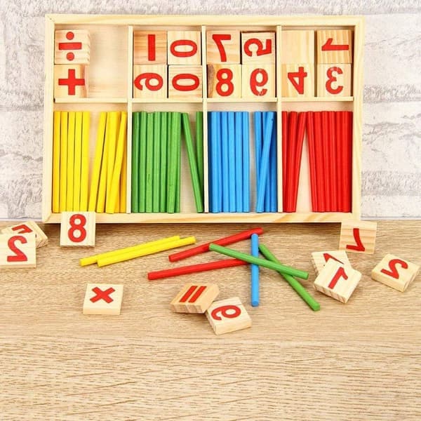 Reastar Montessori -matematiikkalelu, värikkäät laskukepit, puiset numerot KLB