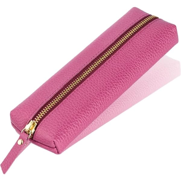 Lite blyantfutteral i skinn, blyantfutteral for voksne, Mykt blyantfutteral Rose Rose red