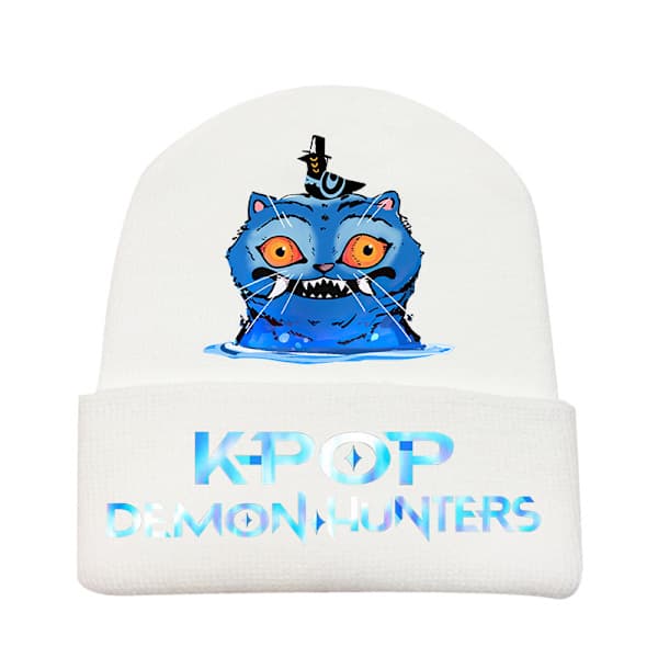 KPOP Demon Hunter Thick Warm Earmuff Hat Men's Winter Riding Knitted Hat dark blue