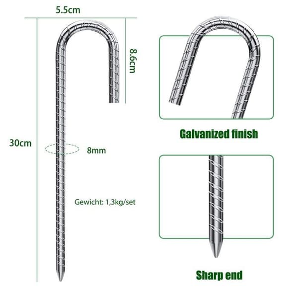 Markankare - AIMOONSA - 30 cm - J-krok - Galvaniserat stål - Ø 8 mm
