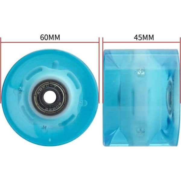 Cruiserboard-hjul - 60 mm - 78A hardhet - 4 LED-hjul - ABEC-9 608ZZ