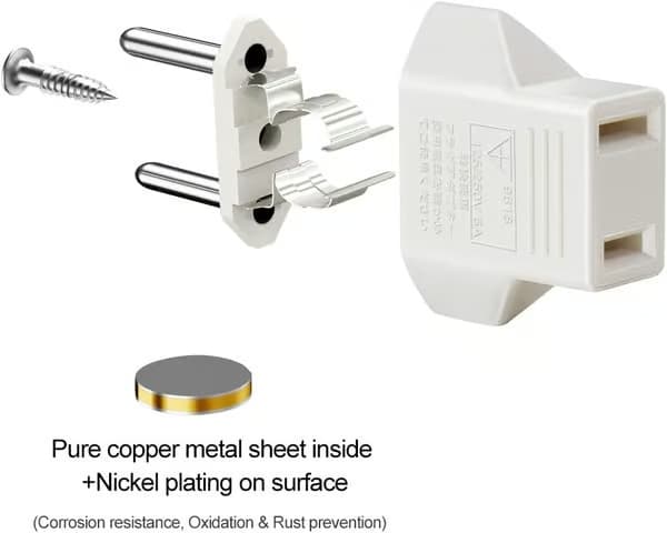 US til EU Adapter, [6-pak] 2-ben CN Kina US til 2-ben EU