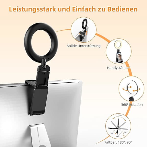 Multifunktionel skrivebordslampe til udfyldningslys, gourmetfotografering, foldbar videokonferencelampe