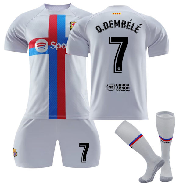 Barcelona 22/23 Fotbollsdräkter Ungdom Herrar Borta Träningsdräkt O.DEMBELE 7 Kids 16(90-100CM)