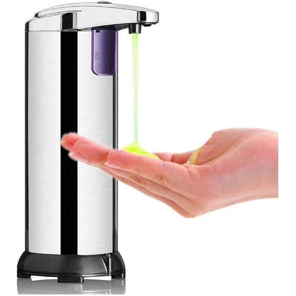 Elektrisk sæbedispenser i rustfrit stål med base, automatisk vandtæt sæbedispenser, infrarød sensor og justerbar kontakt (opdateret)