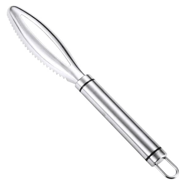 Fiskeskælsfjerner/Fiskeskæller - Rustfrit Stål Oval Bred Savtakket