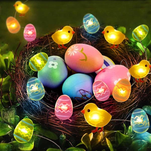 Twinkle 50 LED Egg Easter Lights for Easter Decoration, Battery Operated Easter String Lights for Easter Wreath Spring Wreath Decoration