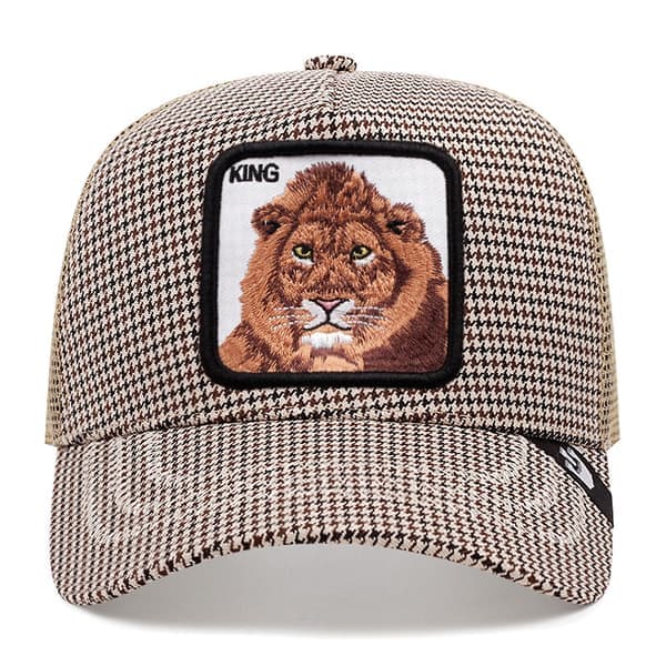 Fiskenetthette med brodert dyredesign Checkered lion