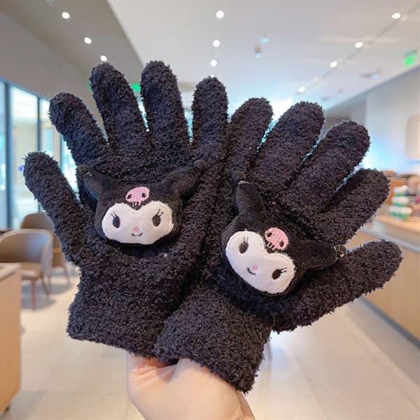 1 par e Kuromi Melody Cinnamoroll Kt Kattevanter Efterår Vinter Blue
