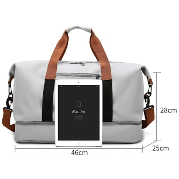 Stor duffelbag, lett treningsbag for reiser Grey