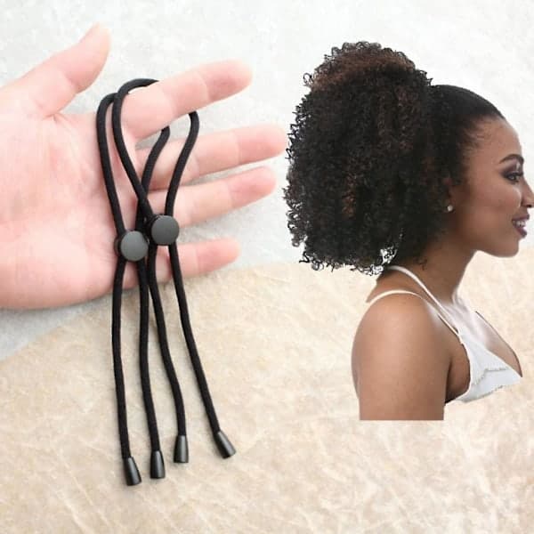 Justerbar hårelastik til tykt hår Afro Puff hestehale, hårflager, høj puff
