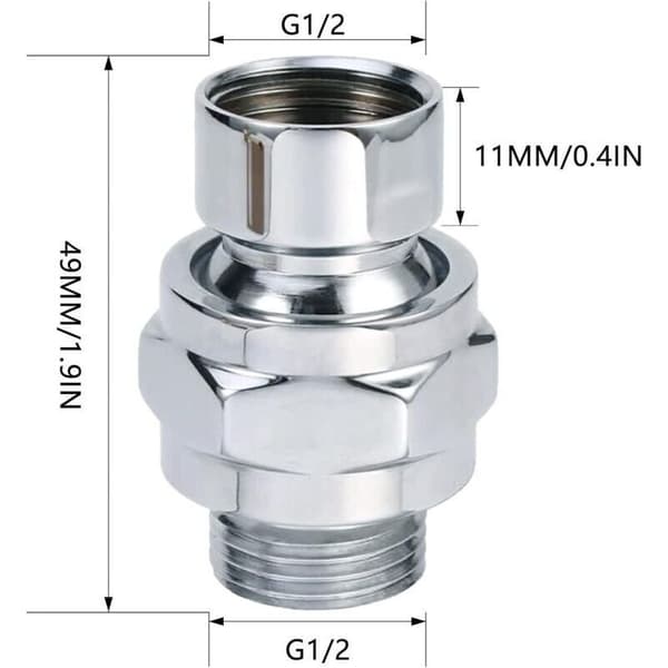 Justerbart drejeligt kugleled i messing, kugleledsforbindelse til brusehoved, justerbar drejelig bruserfitting, rustbestandig G1/2 (forkromet)