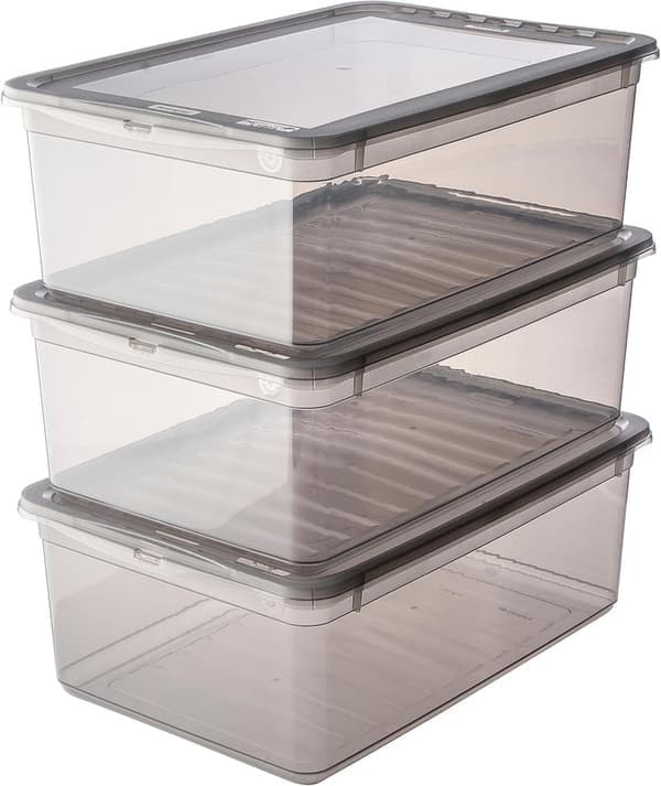 Förvaringslådor med Air Control-system, 3-pack, 3 x 11 l, Bea, Transparent