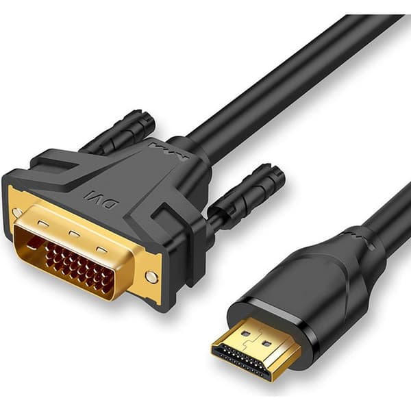 2m HDMI A til DVI-adapterkabel – Forgyldte stik – Flettet kappe for beskyttelse – Til HD-videoforbindelse