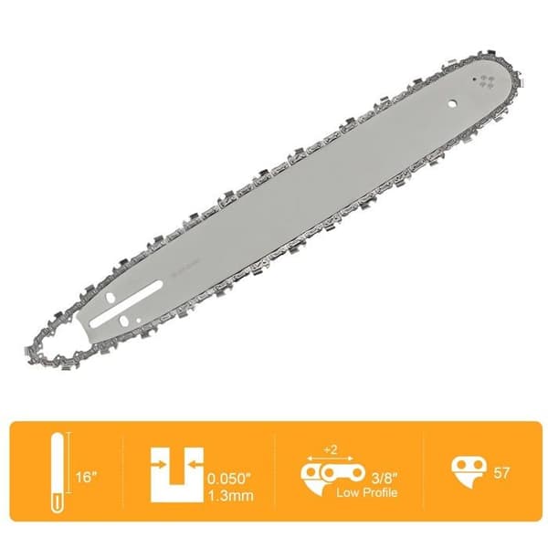 AIMOONSA 40 cm sværd + 4 x 3/8\" lavprofilkæder, 1,3 mm sporvidde, 57 led