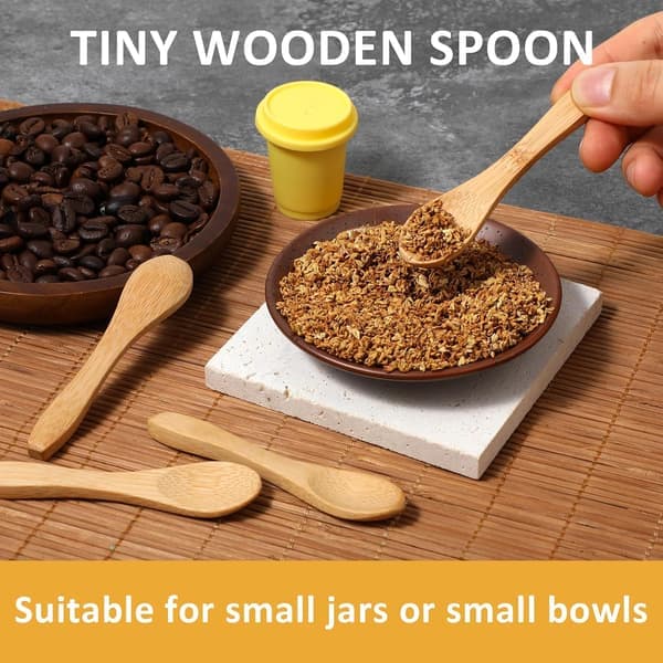 Mini träsked, 9 cm, små skedar för kryddburkar, honung, te, såser, salt, socker, peppar, kaffe, is, 4 stycken[YJD]