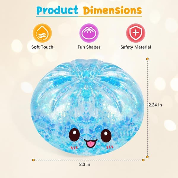 Sugar Glitter Dumpling Squishy Mystery Box, Viral Bao Bun Klämleksak, Stresslindrande Present robin blue