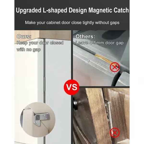 Magnetisk skabslågesæt med 2 ultratynde magneter i rustfrit stål