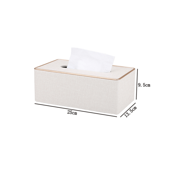 Vevboksdeksel, beige PU-skinn rektangulær Kleenex vevboksholder