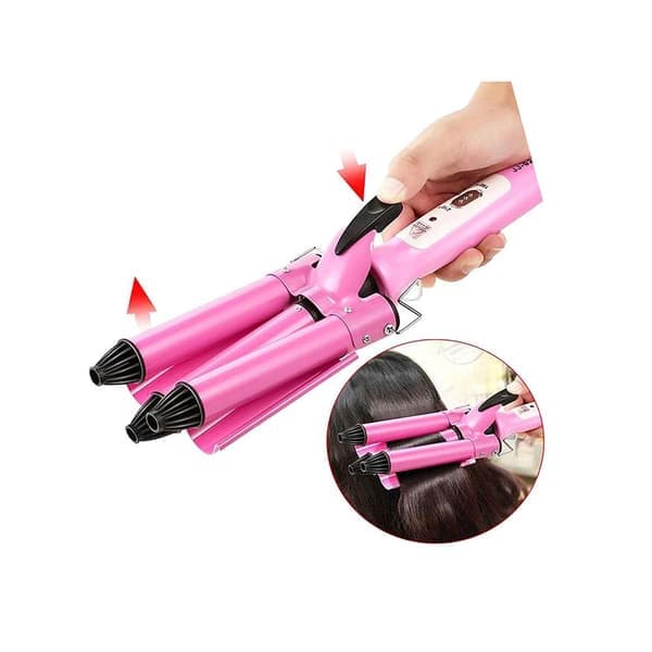 Locktång - Keramisk med 3 cylindrar Rosa