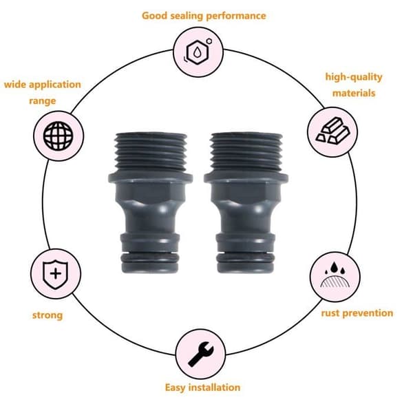 Sett med 2 G1/2 utvendige kranfittings – 1/2\" ABS utvendig gjenge