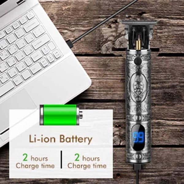 Hårtrimmer - Anself - Grå modell - LCD-display - USB-uppladdningsbar - 5 timmars batteritid