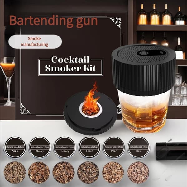 Cocktailrøyker-infusjonssett med 6 smaksatte trefliser Bursdagsgave til menn