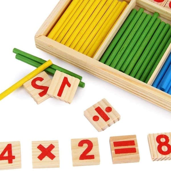 Reastar Montessori -matematiikkalelu, värikkäät laskukepit, puiset numerot KLB