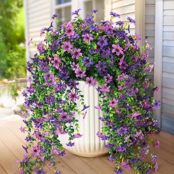 Kunstige hængeblomster 2-pak præget silke eukalyptus til haven