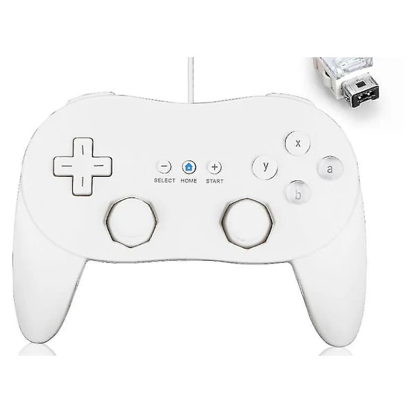 (2-pak) Wii Classic Pro kablet controller, hvid spilcontroller