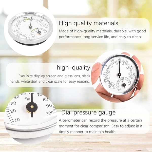 Hygrometertermometer, inomhus- och utomhustermometer, fuktighetssensor, inomhushygrometer, analog hygrometer, hygrometertermometer, batterifri,
