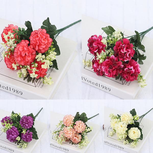 1 Bouquet 5 Heads Hydrangea Silk Flower Artificial Flower Holdi White