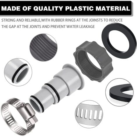 2-delt poolslangeadapter, adapter til Intex pools, slangeadapter til andet pooltilbehør, pooltilbehør slangeadapter, Ø 32 og 38 mm