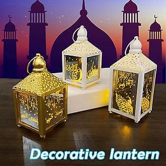 Ramadan-lys Innendørsdekorasjon Eid-høytidsdekorasjoner Lys Ramadan Kareem Dekorasjonstilbehør til festpynt (liten hvit)