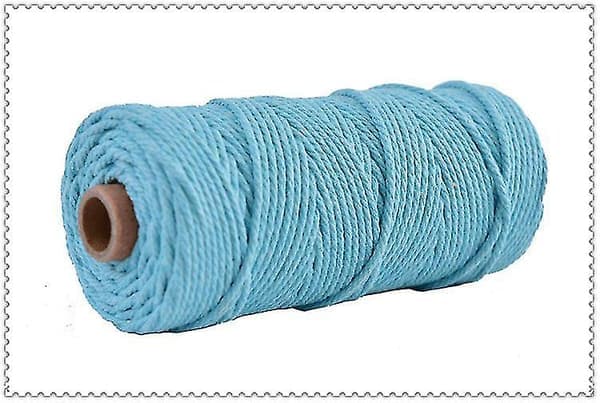 3 mm bomullssnor fargerik snor vridd håndverk makramegarn light blue