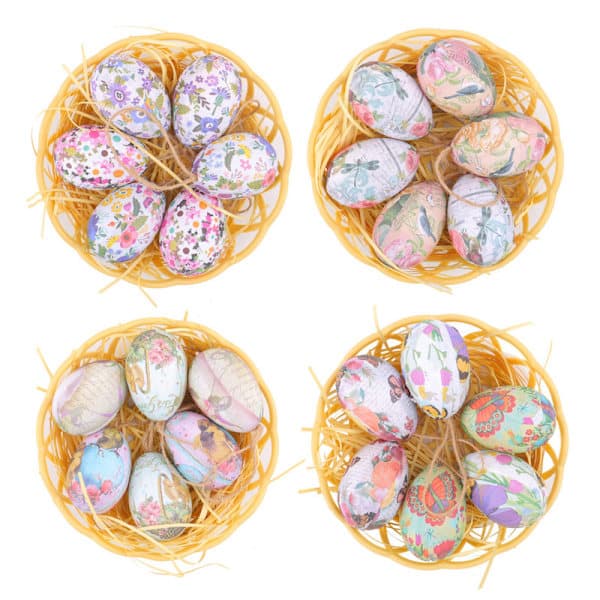 Easter Tree Ornaments, 24 Pcs Multicolored Hanging Plastic Easter Eggs
