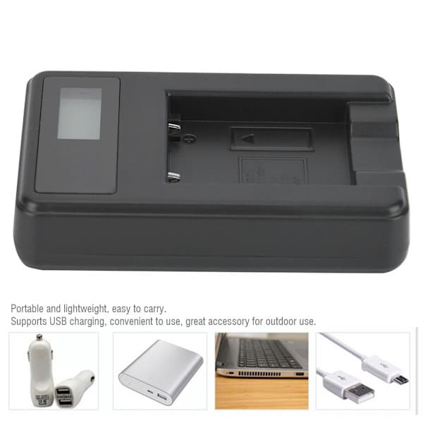 NP45 Li40B Kamerabatteri Enkellader USB-lading LCD-skjerm Svart