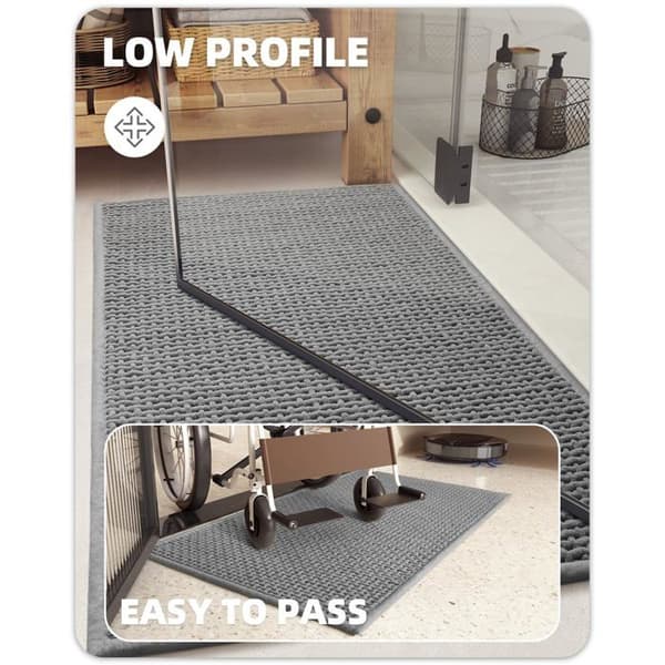 Skridsikker bademåtte 44×75 cm - Absorberende chenille, hurtigtørrende, vaskbar (grå)