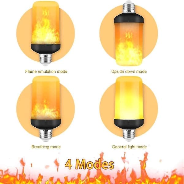 LED-lamppu liekkiefektillä, 4 tilaa välkyntällä, E26/E27-kanta, joulu 2 kpl