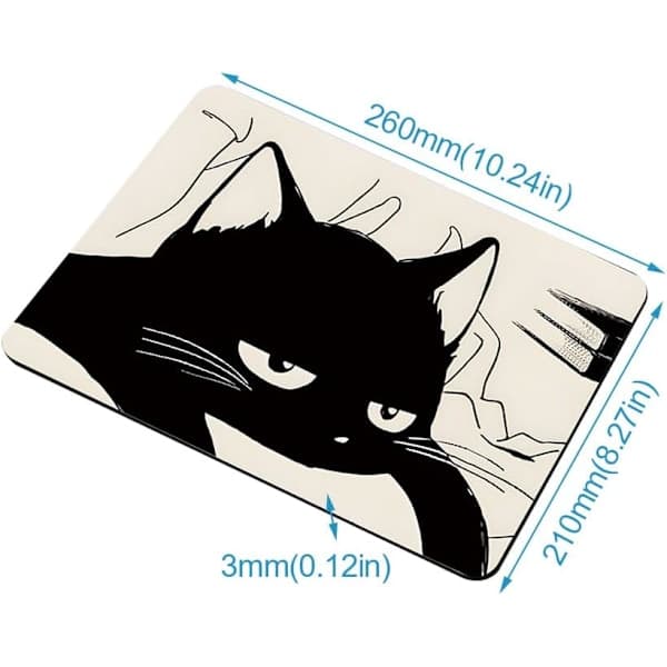 Morsom musematte med søtt kattetrykk, rektangulær, personlig musematte, sklisikker musematte, liten kontor-datamusematte cute cat